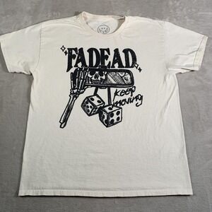 FADEAD Shirt Mens Large White Keep Moving Skeleton Skull Dice Graphic Streetwear
